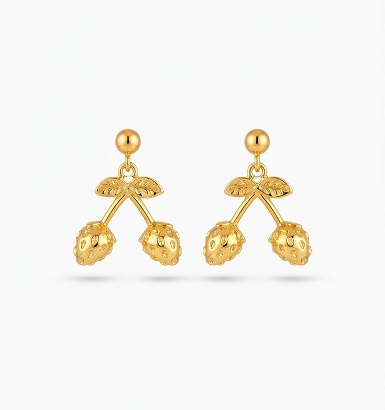 DOUBLE STRAWBERRY DROP EARRING