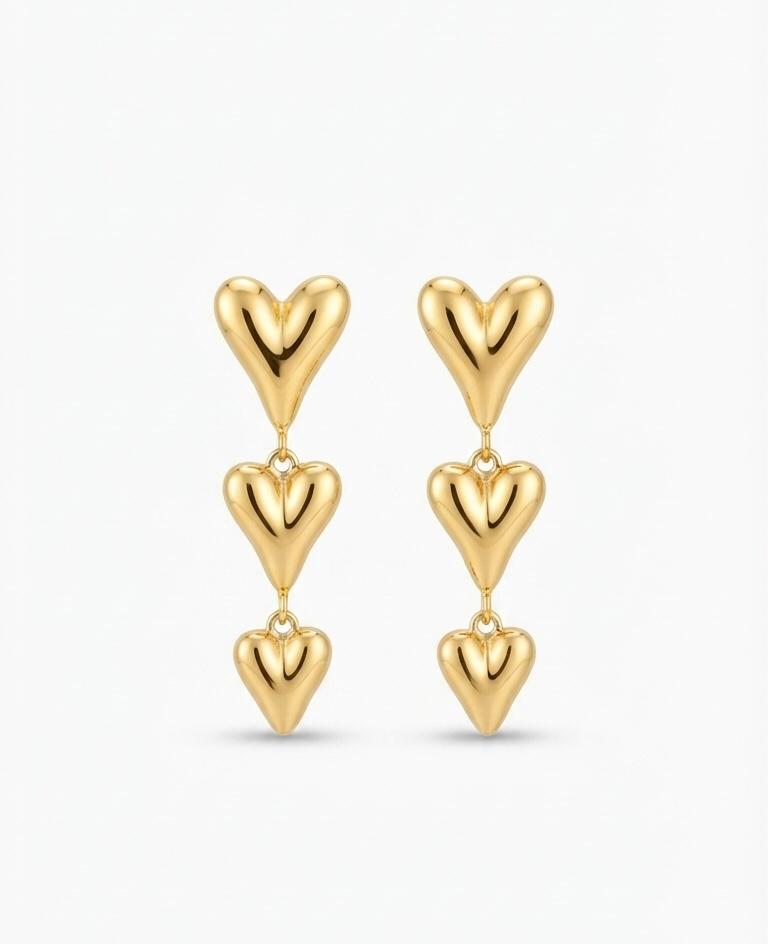 THREE LAYER HEART EARRING