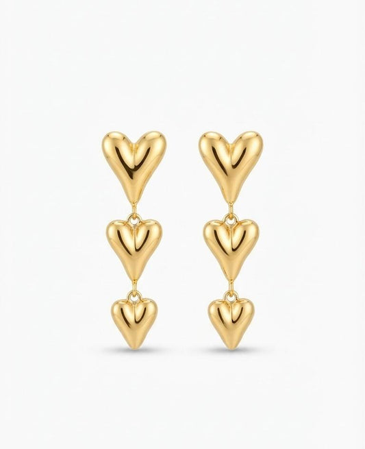THREE LAYER HEART EARRING